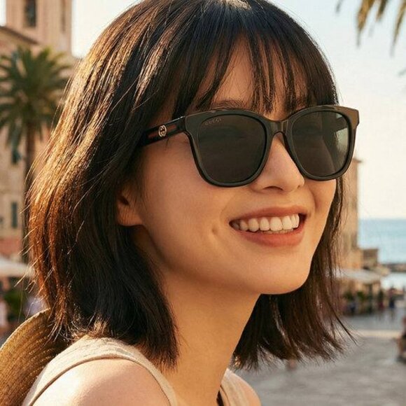 Gucci GG1984SK 001 Sunglasses Black Square Frame, Grey Lenses